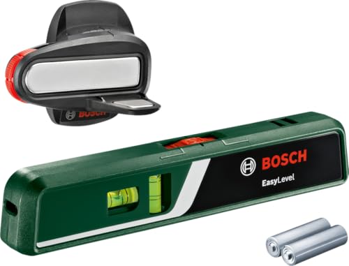 Bosch Laser-Wasserwaage EasyLevel mit Wandhalterung (Laserlinie zur flexiblen Ausrichtung an Wänden und Laserpunkt zur einfachen Höhenübertragung, im E-Commerce Karton)