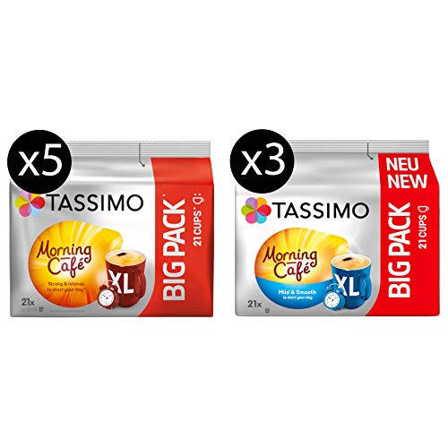 Tassimo Kapseln Probierpaket Morning Café XL 168 Kaffeekapseln 8er Pack 8x21 Getränke