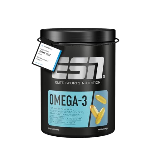 ESN Omega-3, 300 Kapseln, hochdosiertes EPA & DHA, 1200 mg EPA & 900 mg DHA pro Portion - made in Germany