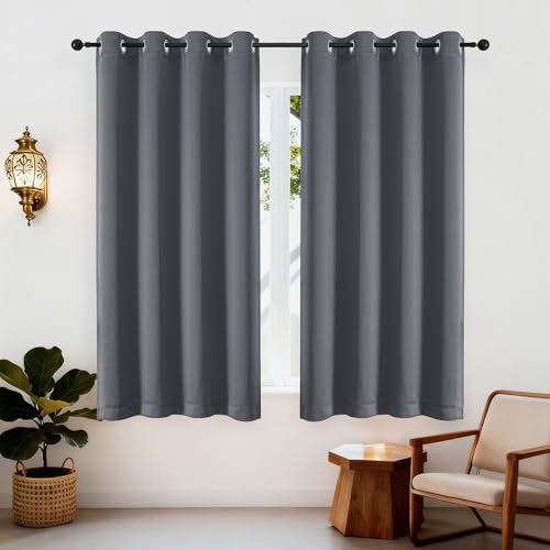 Simplebrand Verdunklungsvorhänge Gardinen mit Ösen, Rosa Blickdicht Vorhänge,2 Stück,Vorhänge Kurz Modern H 175 x B 140 cm, Weiche Schiebevorhänge für Schlafzimmer,Wohnzimmer usw