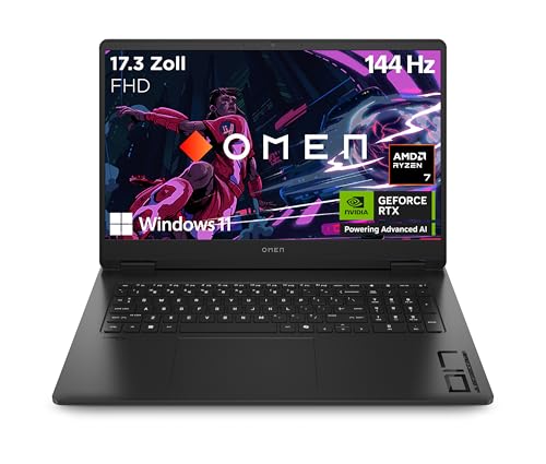 HP Omen Gaming Laptop | 17,3 Zoll FHD-Display - 144 Hz | AMD Ryzen 7 8845HS | 16 GB DDR5 RAM (2x8 GB) | 512 GB | NVIDIA GeForce RTX 4060 Laptop-GPU (8 GB) | QWERTZ | Windows 11 Home | Shadow Black