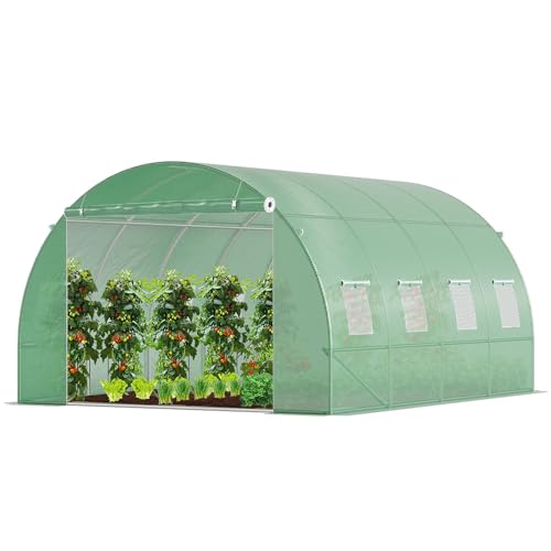 VOUNOT® Gewächshaus Foliengewächshaus Winterfest Tomatenhaus Folientunnel, 4x3x2m 12m² Grün