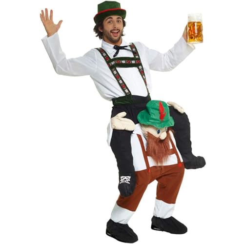 Morph Oktoberfest Huckepack Kostüm für Erwachsene, Lederhosen Verkleidung Damen Herren Karneval Kostüm Manner Halloween Kostüm Erwachsene