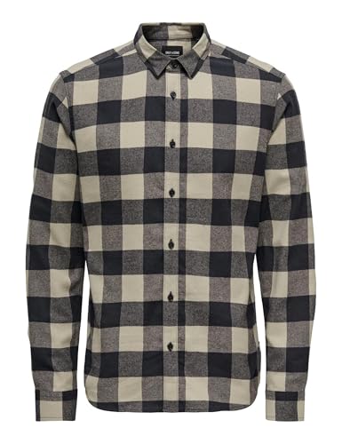 ONLY & SONS Herren Freizeithemd ONSGUDMUND Checked Shirt Grösse XS S M L XL XXL, Größe:M, Farbe:Dark Navy 22007112