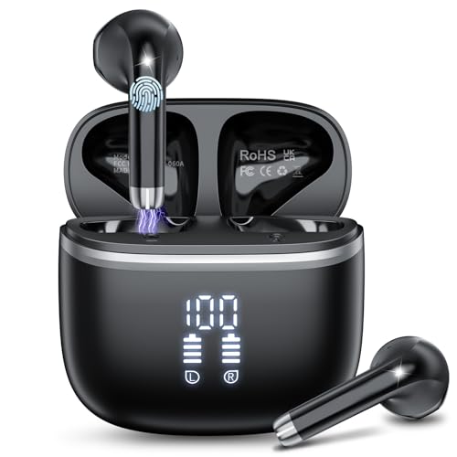 HOIFA Bluetooth Kopfhörer, Kopfhörer Kabellos Bluetooth 5.4 mit 4 ENC Noise Cancelling Mic, 40H Spielzeit mit LED, In Ear Kopfhörer HiFi Stereo, IPX7 wasserdichte Ohrhörer für Arbeit/Freizeit/Studium