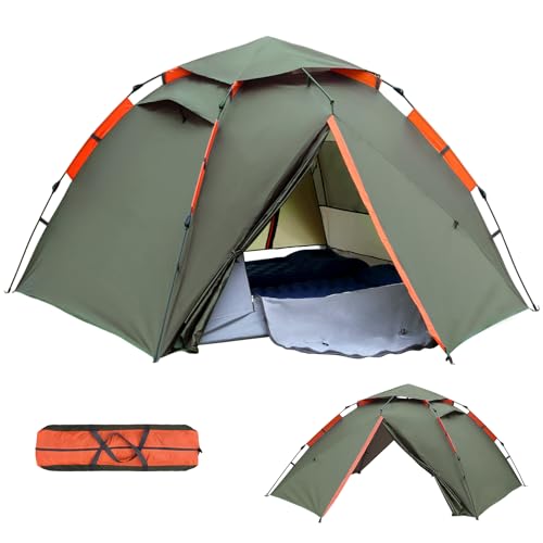 Camping Zelt Pop Up Zelte 2-4 Personen 300x240x145 cm PU5000 Doppelschicht Automatisches Sofortzelt Wasserdicht Winddicht Wurfzelt Tunnelzelt Quick Up Zelt für Trekking Familien Campingzelt