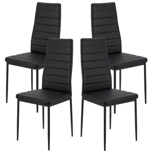 LEADZM Küchenstühle 4er Set Esszimmerstühle mit hoher Rückenlehne wasserdicht für Esszimmer & Küche Esszimmerstuhl Stühle 120kg (Schwarz, 4er Set)