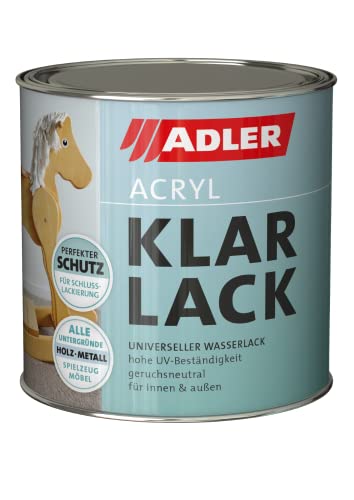 ADLER Acryl-Klarlack Farblos, Glänzend 125ml | Dose, glänzend, für Holz, wetterfest, wasserbasis