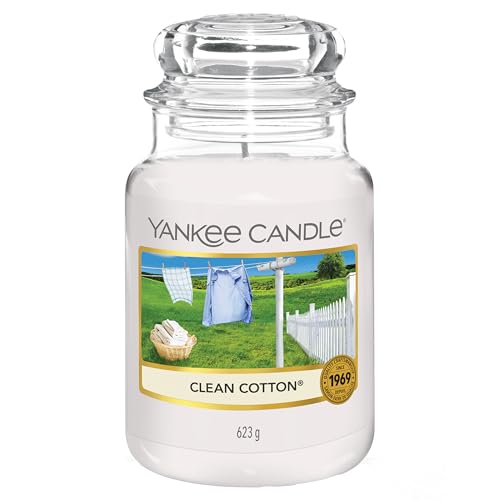 Yankee Candle Duftkerze im Glas (groß) | Clean Cotton | Kerze mit langer Brenndauer bis zu 150 Stunden | Perfekte Geschenke für Frauen
