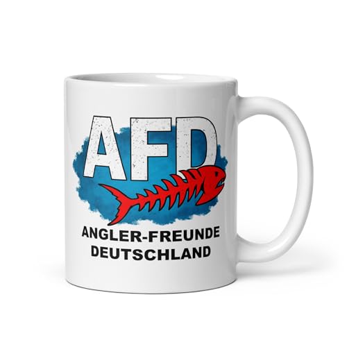 AFD Angler Tasse witzig Geschenk für Angler Freunde Deutschland lustig Fischen Gag Becher Camping Humor Kaffeetasse Anglergeschenk Männer Frauen
