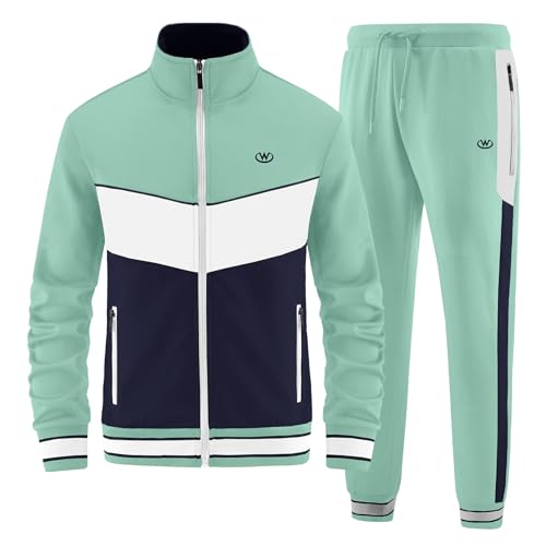 ANOTWENER Herren Trainingsanzüge Sets lässig lange Ärmel voller Reißverschluss Jacke und Jogginghose Jogginganzug Sport Outfits JW-7152-M