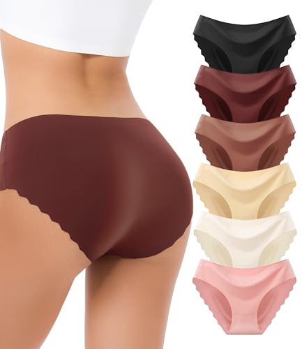 Bobelle Wear Nahtlose Damenunterwäsche,Seamless Unterwäsche Frauen Slips Unterhosen Damen Hohe Taille Stretch Hipster Panties Atmungsaktiv 6er Pack(L,Multicolor02)