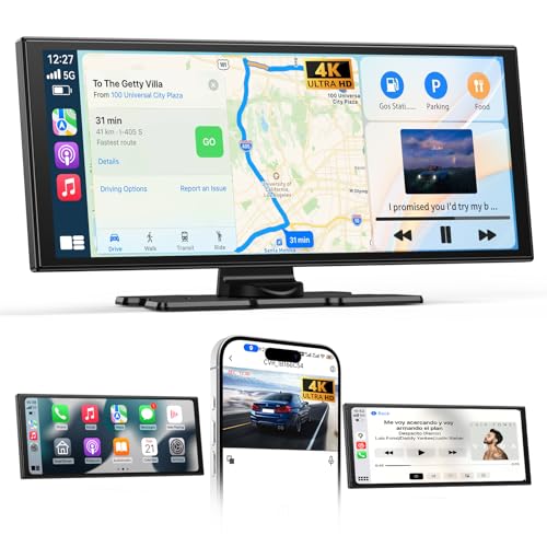 2025 Neuestes 11,5 Zoll Carplay Display & Carplay Android Auto Display: Buddy Display mit Navigation 4K Dashcam Rückfahrkamera Bluetooth Siri Sprachsteuerung IPS Touchscreen Mirror Link AUX FM 64G TF