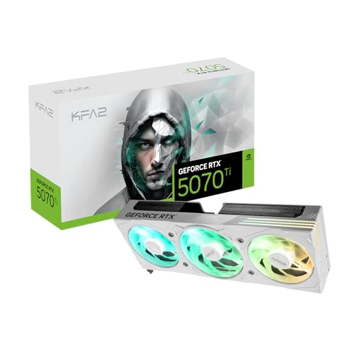 KFA2 GeForce RTX™ 5070 Ti 1-Click OC, Xtreme Tuner App Control, 16GB, GDDR7, 256-Bit, DP 2.1b*3/HDMI 2.1b/DLSS 4/Gaming Grafikkarte (RTX 50 Series, White, EX Gamer)