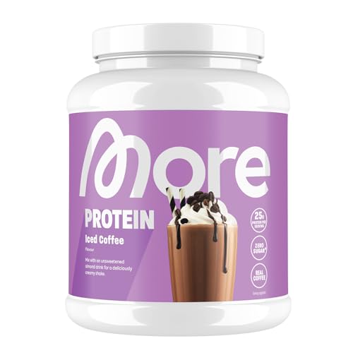 MORE Protein, Eiskaffee, 600 g, Mix aus Whey Konzentrat und Casein, ideal zum Muskelaufbau und -erhalt, mit Laktase, geprüfte Qualität - made in Germany
