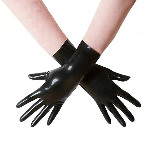 Schwarze Latex Handschuhe für Damen und Herren,Naturkautschuk Handschuhe Cosplay Kostüm Party Clubwear (Schwarz,XL)