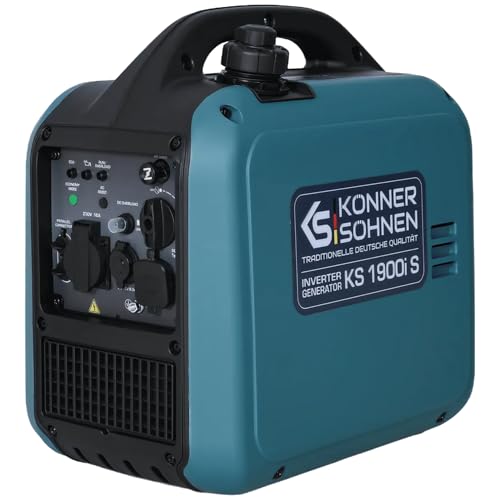 K&S Könner&Söhnen KS 1900i S Inverter-Generator 2,0 kW, Stromerzeuger Inverter mit schallgedämpftem Gehäuse, Notstromaggregat Benzin mit Kupferwicklung, Generator Inverter mit 2 USB-Ausgängen