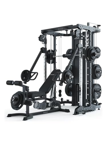 ATLETICA KSK Multipresse Set | OUTPERFORM | Set aus KSK Multipresse inklusive Jammer Arms und Leg Press & X-Bench Hantelbank mit Optionen für Arm- und Beintraining | 2 x 90 kg Weight Stack