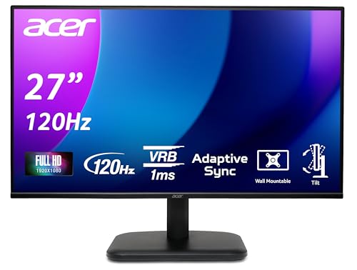 Acer EK271 G Monitor 27 Zoll (69 cm Bildschirm) Full HD, IPS, 120Hz HDMI, 75Hz VGA, 4ms (GTG), HDMI 1.4, VGA, AdaptiveSync
