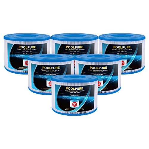 POOLPURE 6er Pack Filter Typ S1 für Easy Set Pool filterkartuschen, Intex PureSpa, Whirlpool Filter für 11692/29001E Spa Filter