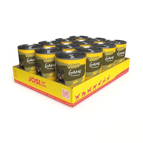 JosiDog Game in Sauce (12 x 415 g) | Adult | Premium Nassfutter für ausgewachsene Hunde | mit Wild in Sauce mit Vitamin D3 & E | Powered by JOSERA | Hundefutter nass | Alleinfutter | 12er Pack