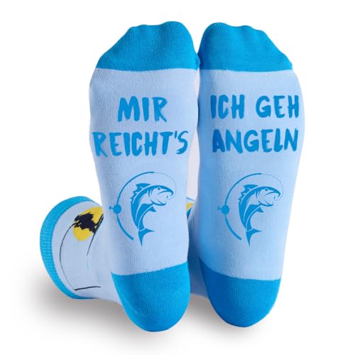 Zemolo Weihnachten Geschenke für Männer Lustige Socken mit Spruch MIR REICHT'S, ICH GEH ANGELN Socken Witzige Vatertag Männertag Geburtstag für Papa Opa Freund Bruder Kleinigkeiten