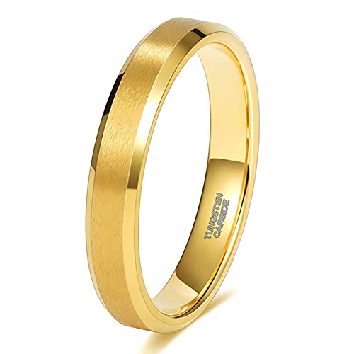Zakk Ringe Herren Damen Gold Wolframcarbid Gebürstet Verlobungsringe Eheringe Partnerringe Trauringe 4mm 6mm 8mm (4mm,63 (20.1))