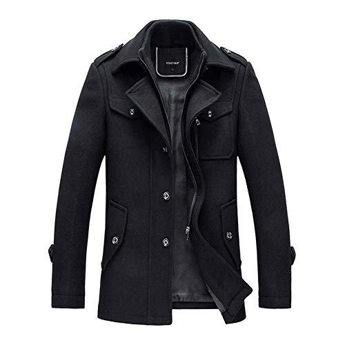 YOUTHUP Herren Wintermantel mit Stehkragen und Hochwertige Materialqualität Lange Jacke XL Schwarz