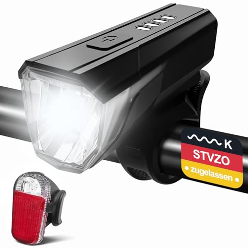 Tekwet LED Fahrradlicht Set, 100LUX StVZO Fahrrad Licht USB Aufladbar, Wasserdicht Fahrradbeleuchtung Fahrradlicht Vorne Fahrradlampenset mit Frontlichter & Rücklicht Bike Light