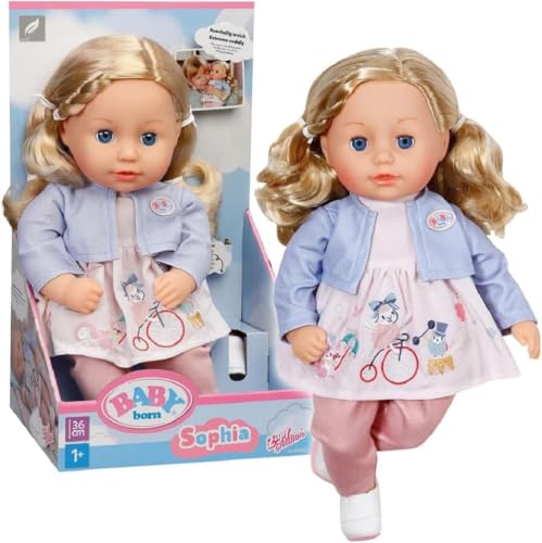 BABY born Sophia Rose - Weiche 36cm große Babypuppe - Puppe mit hochwertigen blonden Haaren & Schlafaugen - Geeignet für Kinder ab 1 Jahr