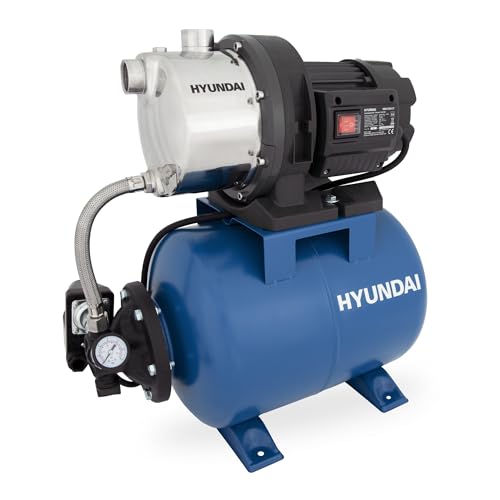 HYUNDAI Hauswasserwerk HWW12050-ST | 1200 W, 19 L Stahl-Kessel | Fördermenge 5.000 l/h, Förderhöhe: max. 50 m | autom. Druckschalter, Edelstahl-Pumpengehäuse