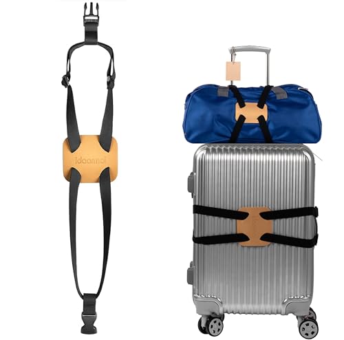 Zusatztaschengurt für Koffer – elastischer Gepäckgurt mit verstellbarem Riemen und Schnallen (Gold)