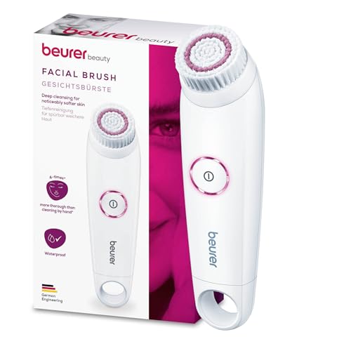 Beurer FC 45 Gesichtsbürste, Tiefenreinigung für spürbar weichere Haut, 2-stufige Rotation für jeden Hauttyp, wasserfest, Weiß