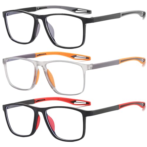 Fsread Lesebrillen Herren 3er Set Sportliches Design, Bequeme und flexible Leichte Blaulichtblockierende Lesehilfe für Herren +2.0