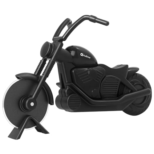 Asdirne Pizzaschneider Motorrad Pizzaschneider Rad mit Antihaft-Edelstahl Super Scharfe Klingen Neuheit Geschenk Schwarz