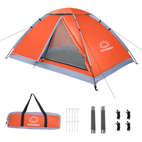 EPCPSHADES 1-2 Personen Kuppelzelte für Camping, Leichtes tragbares Backpacking-Zelt, Kleines und Einfach Aufzustellendes, Wasserdichtes Camping- und Wandernzelt für Erwachsene, Orange
