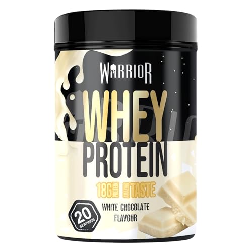 Warrior Whey Proteinpulver 500 g (Weiße Schokolade) – muskelaturaufbau & Regeneration – Protein-Shake mit BCAAs, kohlenhydratarm & lecker – 20 Portionen für Fitness, Training & Sporternährung