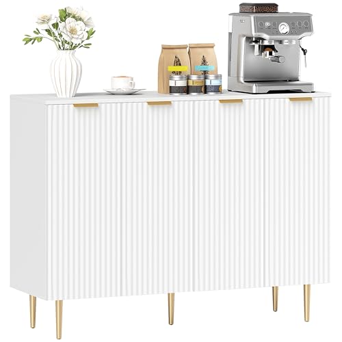 HOMCOM Sideboard Wohnzimmerschrank Küchenschrank mit 2-türigen Schränken und verstellbarem Regal moderner Stil Sideboard Ess- und Wohnzimmer, 120 x 40 x 90 cm, weiß