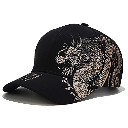 XYIYI Drache Schwarz Classic Baumwolle Baseball Cap Verstellbar Baseballkappe für Damen Herren