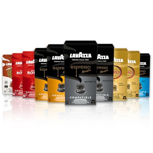Lavazza, Variety Pack, 100 Aluminiumkapseln Kompatibel mit Nespresso Original Maschinen, Espresso Maestro Ristretto, Lungo und Dek, Qualità Oro, Qualità Rossa, Tierra for Africa