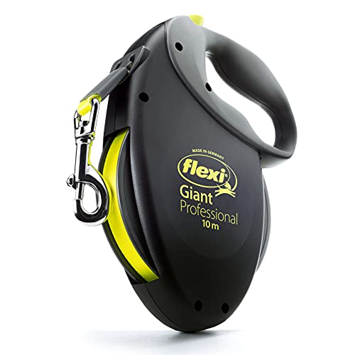 flexi® Giant Professional L Gurt 10 m schwarz/neon-gelb, Roll-Leine für Hunde bis 50 kg