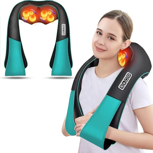 LAOBEN Nackenmassagegerät mit Wärme, Zwei-Wege-Kneten, Tiefenmassage für Nackenmuskeln, Rücken- und Schultermassagegerät mit Massagerollen, Geschenk für Eltern, Angehörige und Freunde