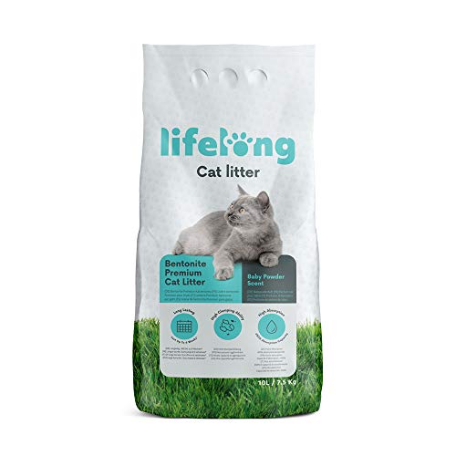 by Amazon Bentonite Premium Katzenstreu, mit Babypuderduft, 10L (1er-Pack) (Zuvor eine Marke von Lifelong, gleiches Produkt)