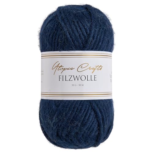 Utopia Crafts Filzwolle 100% virgin wool 50g (Navy)