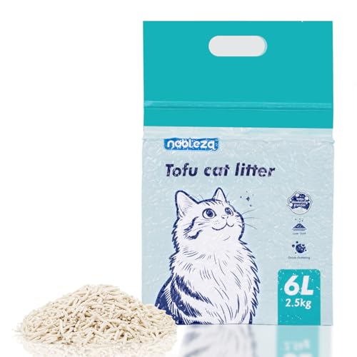 Nobleza Tofu Katzenstreu 2,5 kg (6 L) – Schnell klumpend, staubfrei, Starke Geruchskontrolle, biologisch abbaubar & in der Toilette spülbar