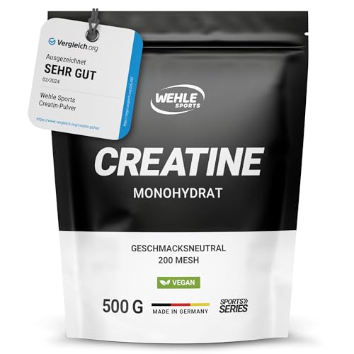Creatin Monohydrat Pulver reines Kreatin mikronisierter Qualität Mesh 200 - hochdosiert 100% vegan - Wehle Sports (500g) - Verpackung kann variieren