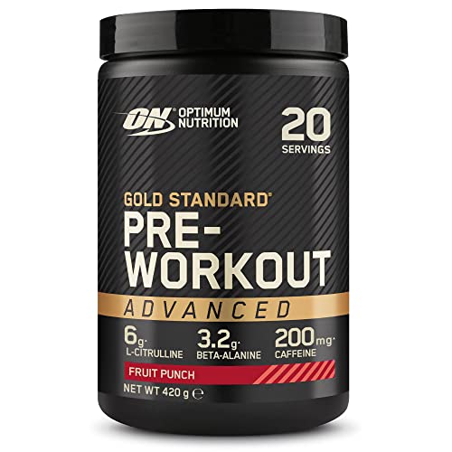 Optimum Nutrition Gold Standard Pre-Workout Advanced Powder, Energy Booster mit L-Citrullin, Beta-Alanin, Koffein und den Vitaminen B12 und B6, Fruchtpunsch-Geschmack, 20 Portionen, 420 g