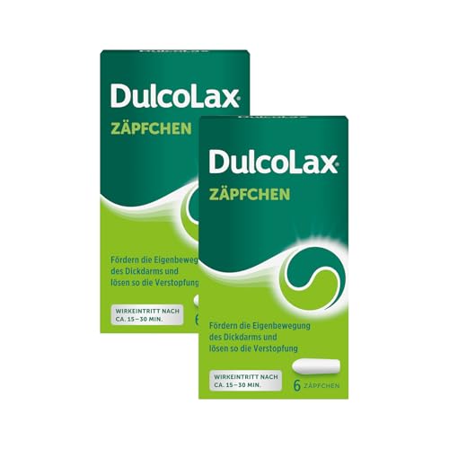 DulcoLax Zäpfchen gegen Verstopfung | 6 x 2 Stk | Abführmittel bei Verstopfung mit Bisacodyl | Befreien schnell und gut verträglich von akuter Verstopfung | Schnelle Wirkung nach ca. 15-30 Minuten