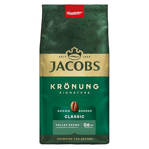 Jacobs Kaffeebohnen Krönung Classic Aroma-Bohnen, nussig mit Zitrusnote, geröstet in Bremen, Intensität 6/10, Kaffee ganze Bohnen, 500 g