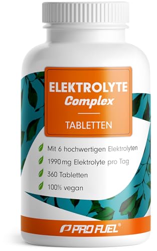 Elektrolyte-Tabletten 360x - 1990 mg Elektrolyte pro Tag - mit Magnesium, Calcium, Kalium, Natrium, Chlorid & Phosphor - laborgeprüft mit Zertifikat - 100% vegan - Vorrat für 120 Tage
